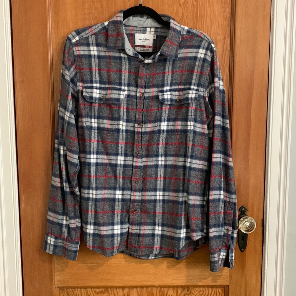 Mens Grey Flannel Shirt Medium